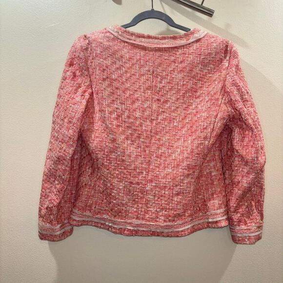 Louis Féraud Vintage Pink Tweed Blazer- Preppy Academia Designer Blazer- Size 10 - Picture 4 of 15